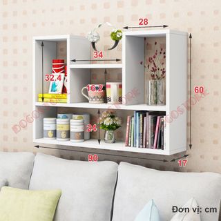 Kệ sách treo tường chữ U nhiều màu sắc,giá sách trang trí decor tường chữ U bằng gỗ công nghiệp