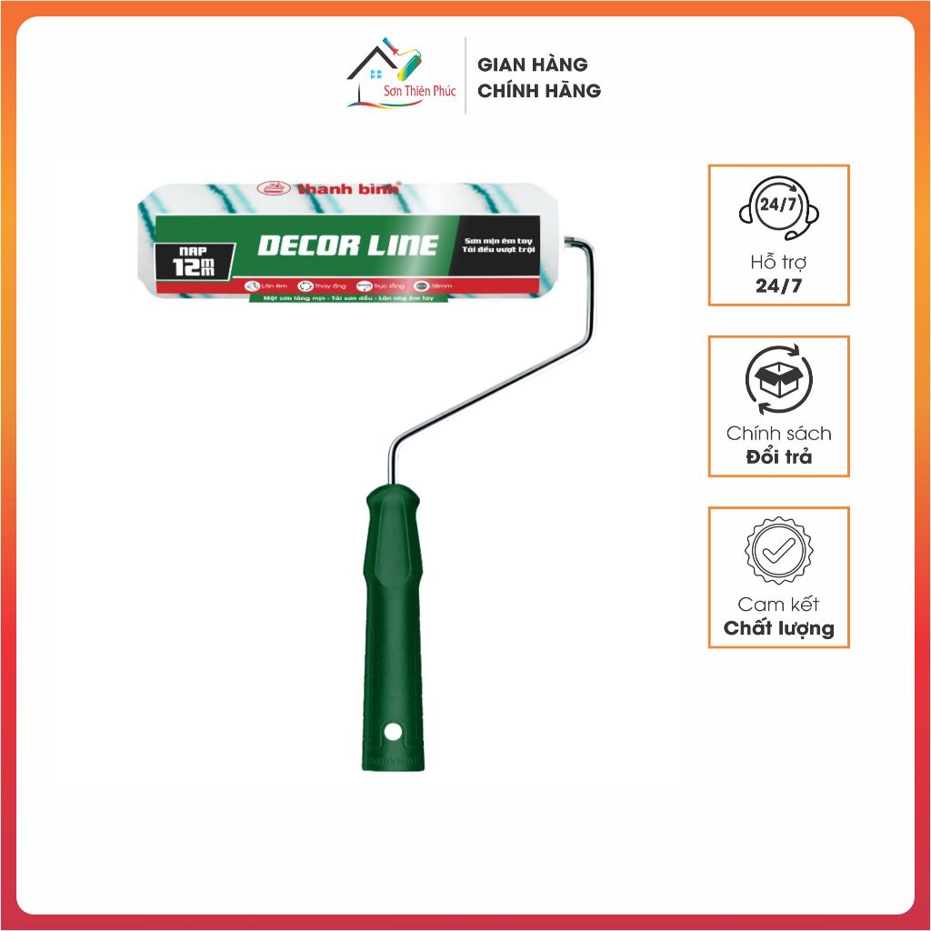 Rulo lăn sơn Decor Line Thanh bình (9in-23cm). Làm từ vải Polyacrylic ...