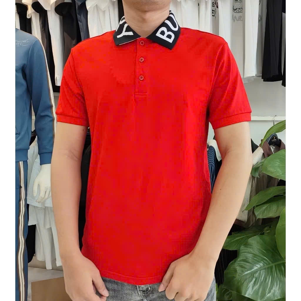 Áo thun nam cổ trụ đan dệt chữ sắc nét, thun nam tay ngắn hàng hiệu cao cấp 1999 Fashion