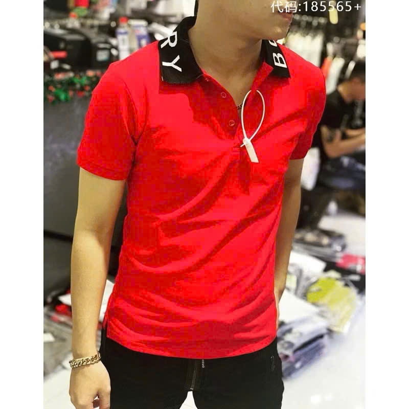 Áo thun nam cổ trụ đan dệt chữ sắc nét, thun nam tay ngắn hàng hiệu cao cấp 1999 Fashion