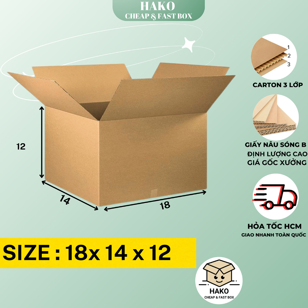 Size 18x14x12 , thùng giấy hộp carton đóng hàng Hako box HK27 | Shopee ...