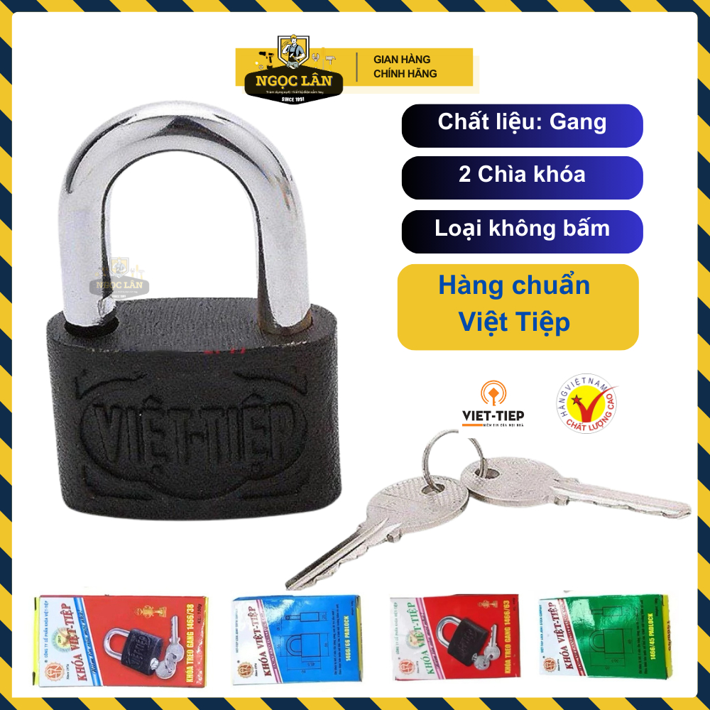 Khóa cửa, khóa gang Việt Tiệp hàng chuẩn cầu 6,7,8,10,12 mm rẻ, an toàn, bền bỉ