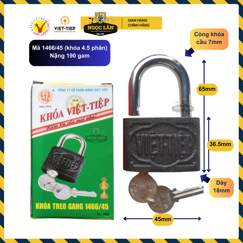 Khóa cửa, khóa gang Việt Tiệp hàng chuẩn cầu 6,7,8,10,12 mm rẻ, an toàn, bền bỉ