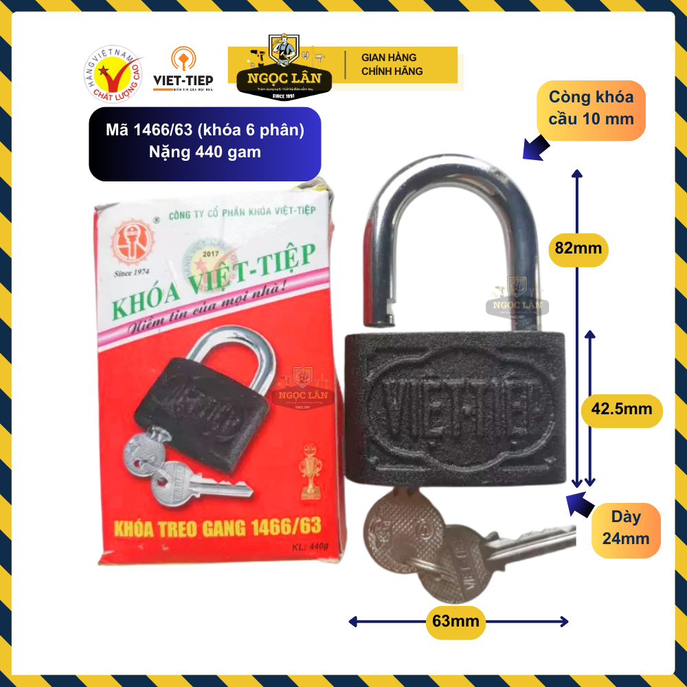 Khóa cửa, khóa gang Việt Tiệp hàng chuẩn cầu 6,7,8,10,12 mm rẻ, an toàn, bền bỉ