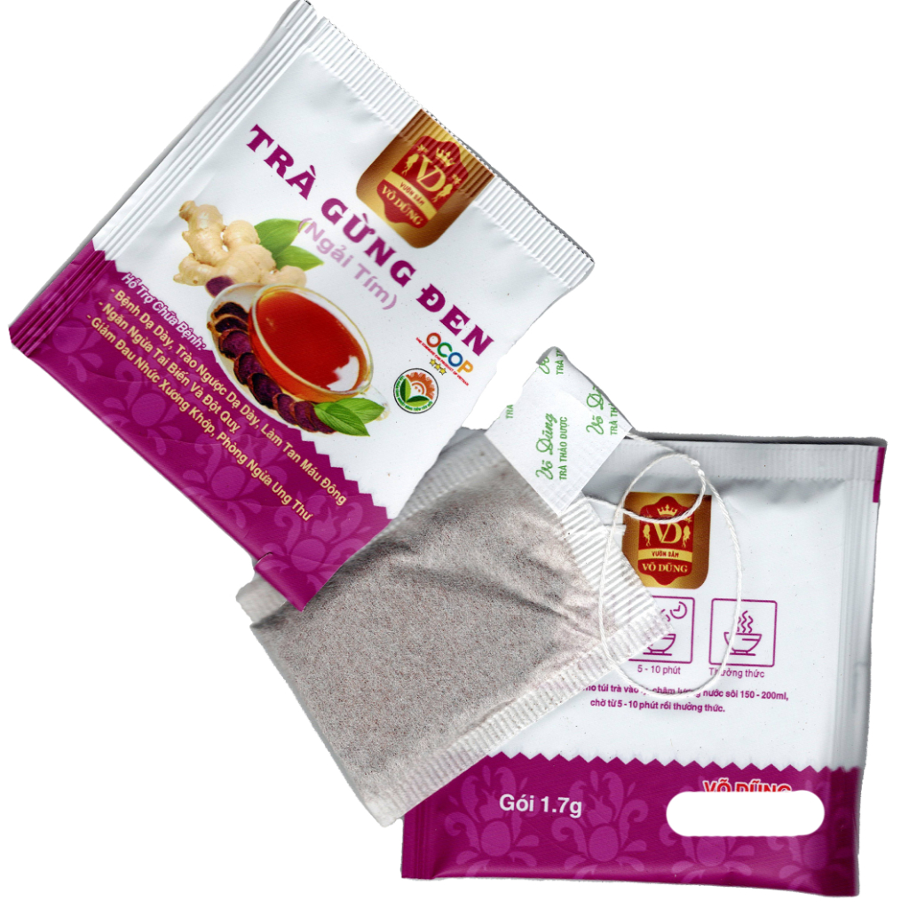 Trà Gừng Đen Vườn Hoa Sâm Võ Dũng - Đặc Sản Vĩnh Long (Hộp 15 Túi Lọc)