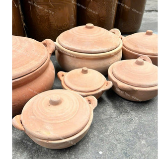 Nồi Đất Kho Cá Bụng Bự Sâu Lòng - Size 14cm Đến 30cm - Có Quai/Nắp Đậy - Kho Thịt - Nấu Canh - Gốm Đất Nung