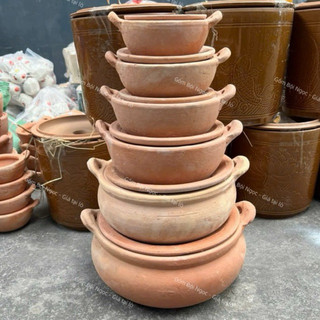 Nồi Đất Kho Cá Bụng Bự Sâu Lòng - Size 14cm Đến 30cm - Có Quai/Nắp Đậy - Kho Thịt - Nấu Canh - Gốm Đất Nung