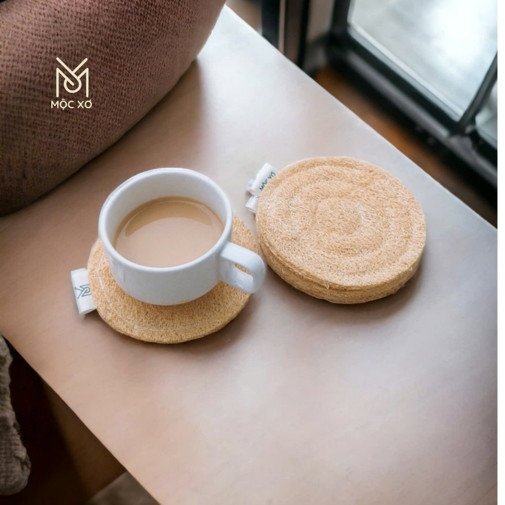 Lót Ly Xơ Mướp Mộc Xơ - Xơ Mướp Tự Nhiên - Xơ Mướp Xuất Khẩu - Lót Ly Cách Nhiệt Tốt