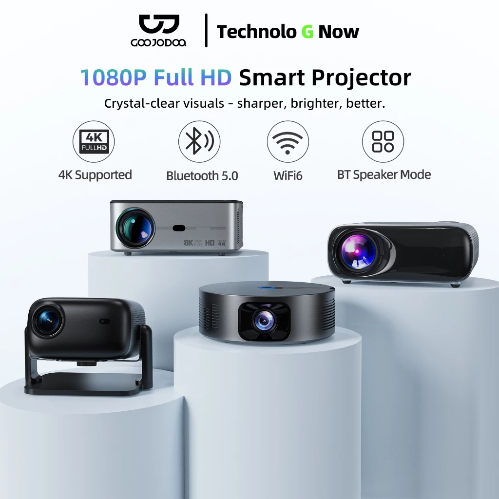 Máy chiếu mini GOOJODOQ Wifi 8k Full HD 1080p 15500LM Hỗ trợ Android và Điện thoại thông minh