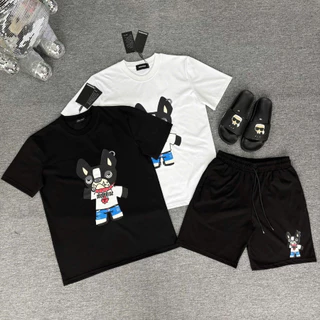 Bộ Quần Áo Nam DSQ In Hoạ Tiết chó Chất Vải cotton cao cấp co dãn  bộ nam dsq 2 màu đen trắng mã chú chó dsq