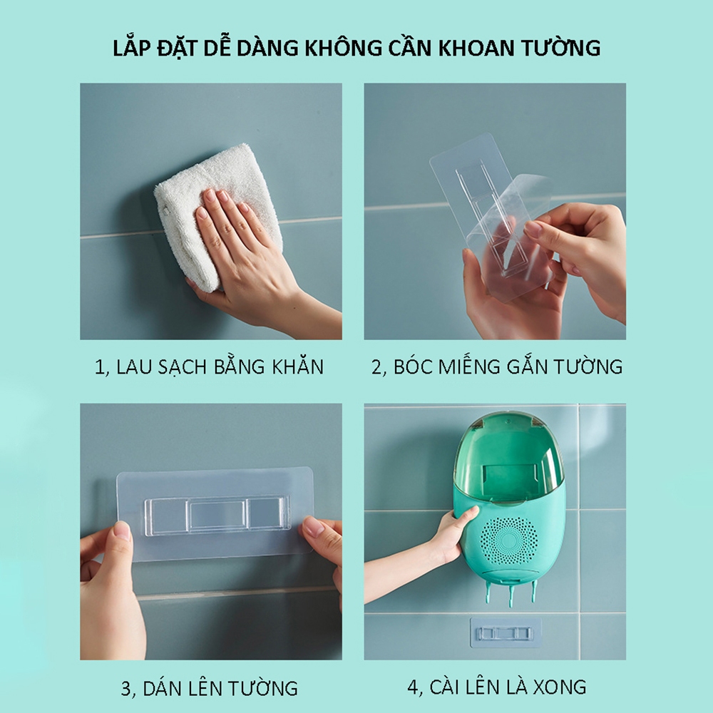 Hộp đựng đũa muỗng treo tường thoáng khí ngăn ẩm mốc có nắp đậy chống bụicôn trùng tích hợp móc treo