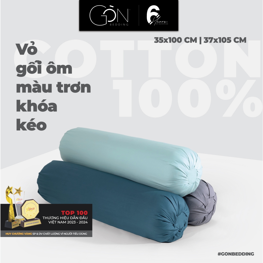 Ảnh Vỏ Gối Ôm Gòn Bedding Cotton 100% Hàn Quốc Màu Trơn 35x100 cm 37x105 cm 1