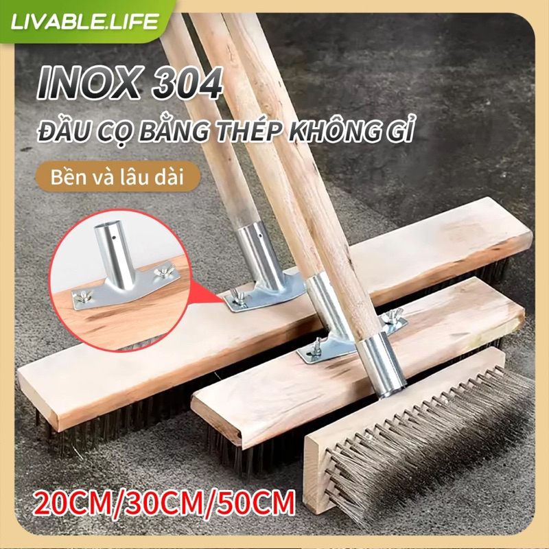 Chổi sắt chà rong rêu Loại 30cm kèm cán chổi 🔥FREESHIP🔥 chổi lông sắt ...