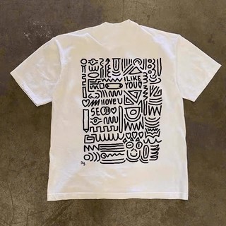 Áo Phông Hè Nam Nữ Cổ Tròn Phối Họa Tiết Đen Trắng Chữ ILIKEYOU Chất Vải Cotton Khô Mềm Mịn Mát Mẻ Cho Mùa Hè