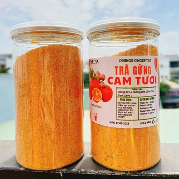 Trà Gừng Nguyên Chất Cam Tươi ĐakLak, Trà Gừng Hòa Tan Vị Cam Thanh Mát, Thành Phần Tự Nhiên 100% Hộp Pet 500g