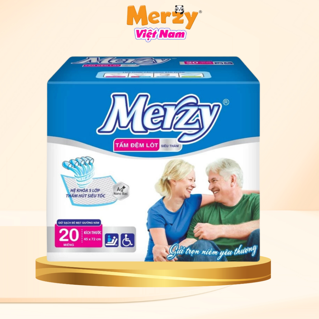 Tấm Đệm Lót Merzy 20 Miếng 5 Lớp Thấm Hút Tấm Lót Cho Người Già Khô ...