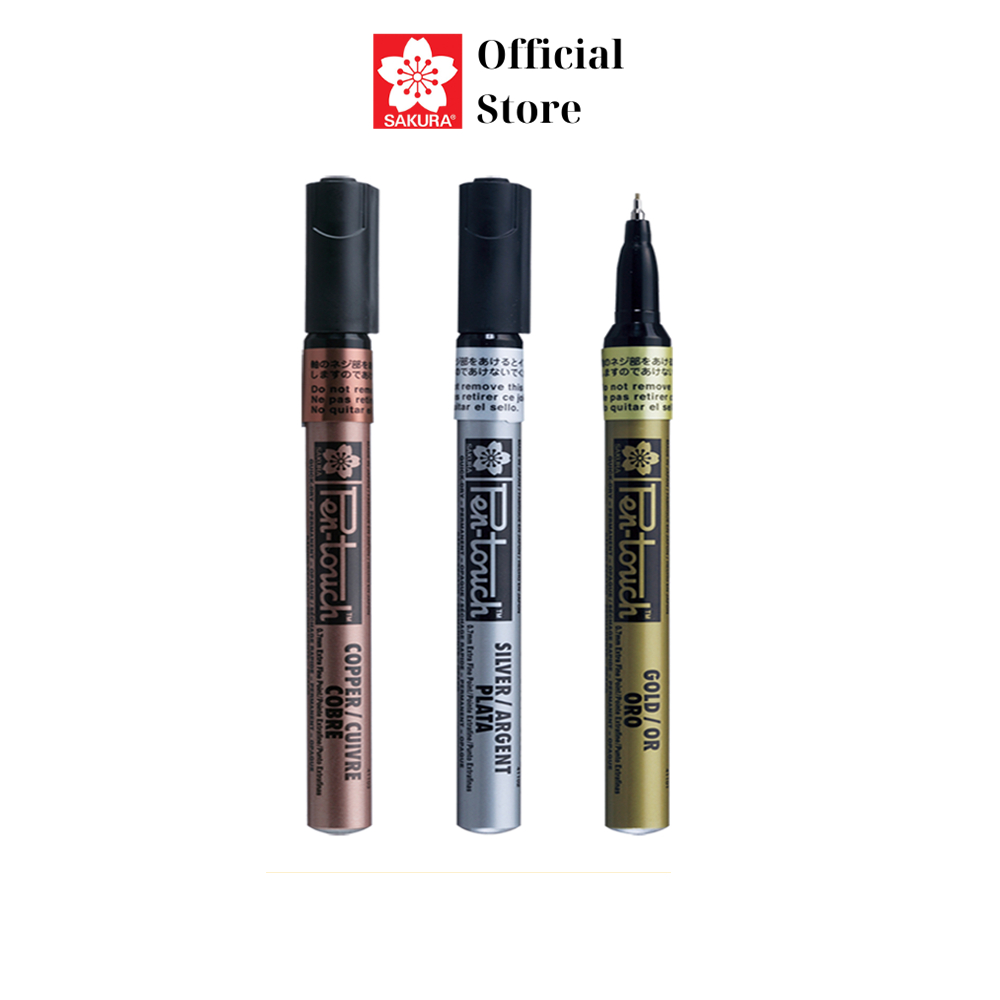 Bút sơn Sakura Pentouch Metalic White Marker viết trên nhiều chất