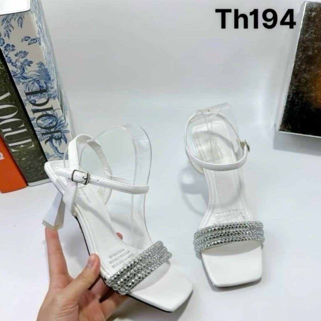 Dép quai hậu 3 dây đá ngang, sandal cao gót 7p sang chảnh ôm chân dễ đi - Freeship toàn quốc