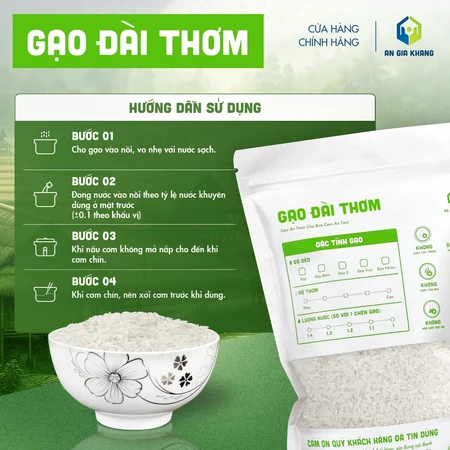 Gạo Đài Thơm AGKF (An Gia Khang Food) - Thơm Ngon (Túi 400g, 1kg, 2kg)