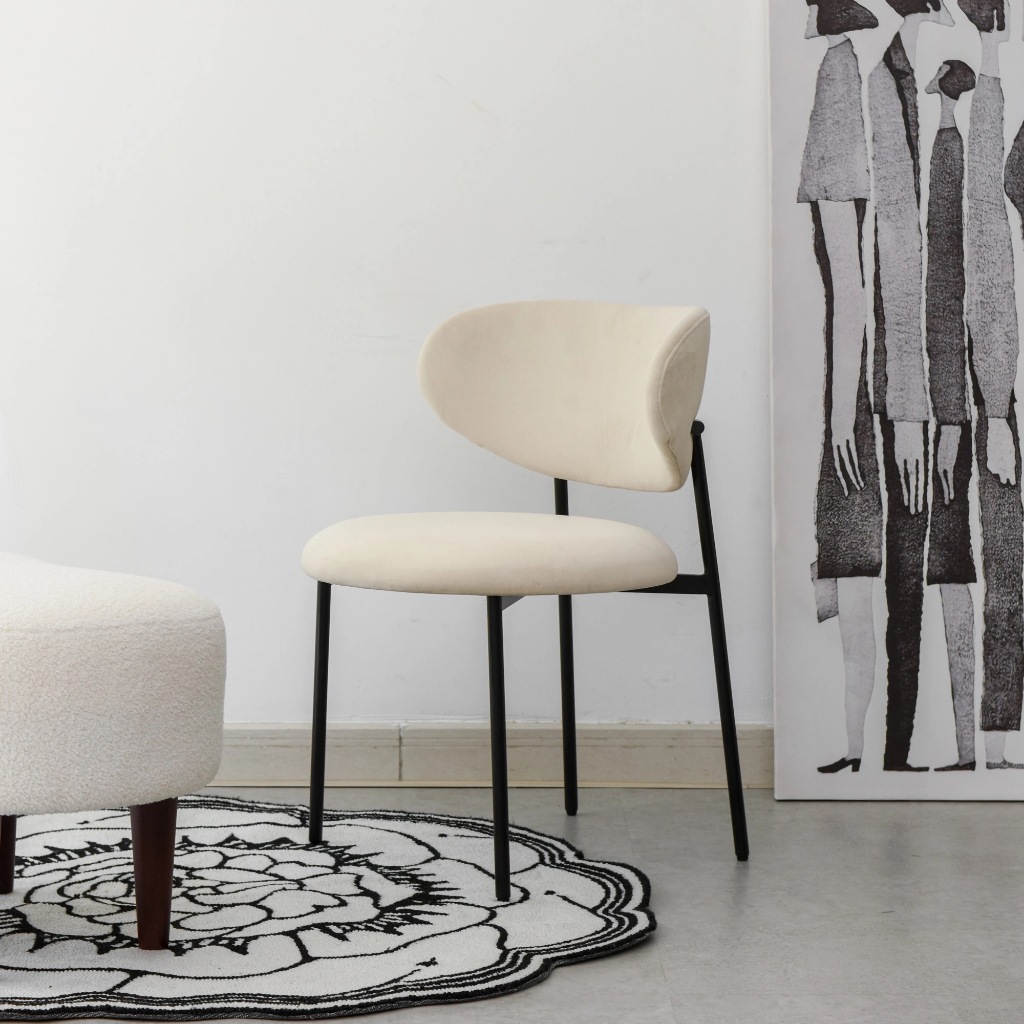 Ghế ngồi bàn ăn bọc nệm NHU Y DECOR - ghế chân sắt đen bọc đệm chất lượng cao