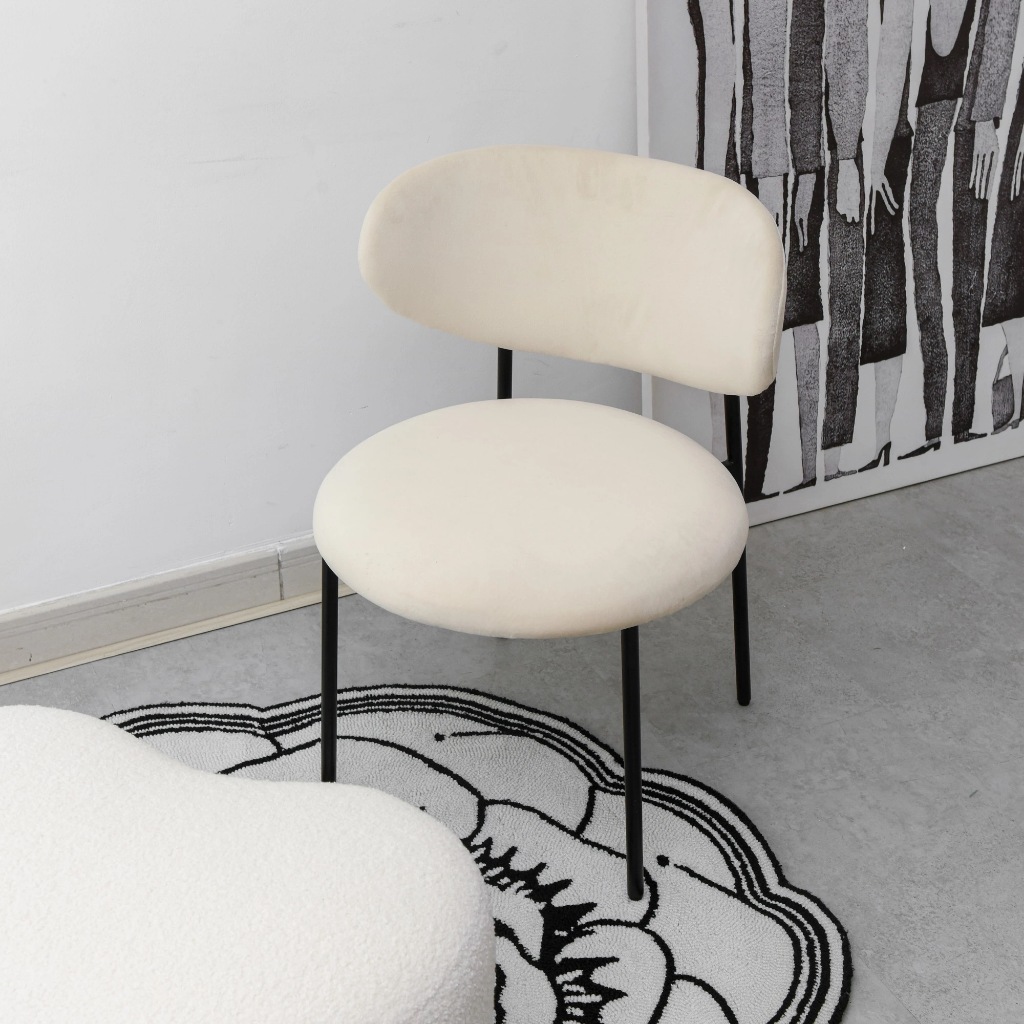 Ghế ngồi bàn ăn bọc nệm NHU Y DECOR - ghế chân sắt đen bọc đệm chất lượng cao