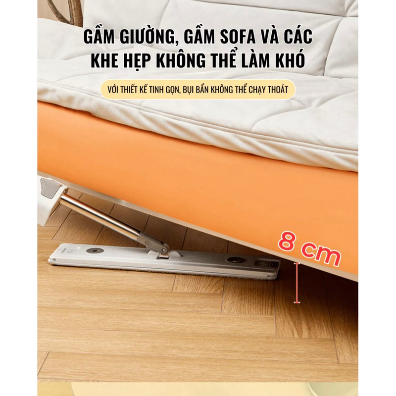 ( 1 BỘ TẶNG 2 BÔNG LAU ) Bộ lau nhà silicon gấp gọn có cây lau tự vắt dài 42cm Vinasu
