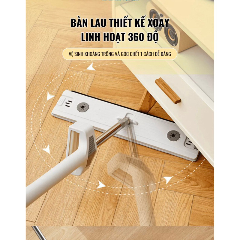 ( 1 BỘ TẶNG 2 BÔNG LAU ) Bộ lau nhà silicon gấp gọn có cây lau tự vắt dài 42cm Vinasu
