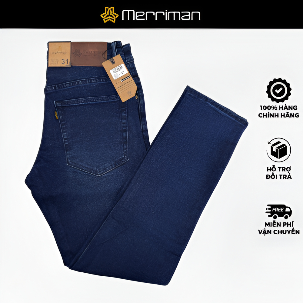 MERRIMAN SALE - Quần Jean Nam Cao Cấp Màu Đen, Denim, Navy, Form Slim Fit Trẻ Trung Bền Màu