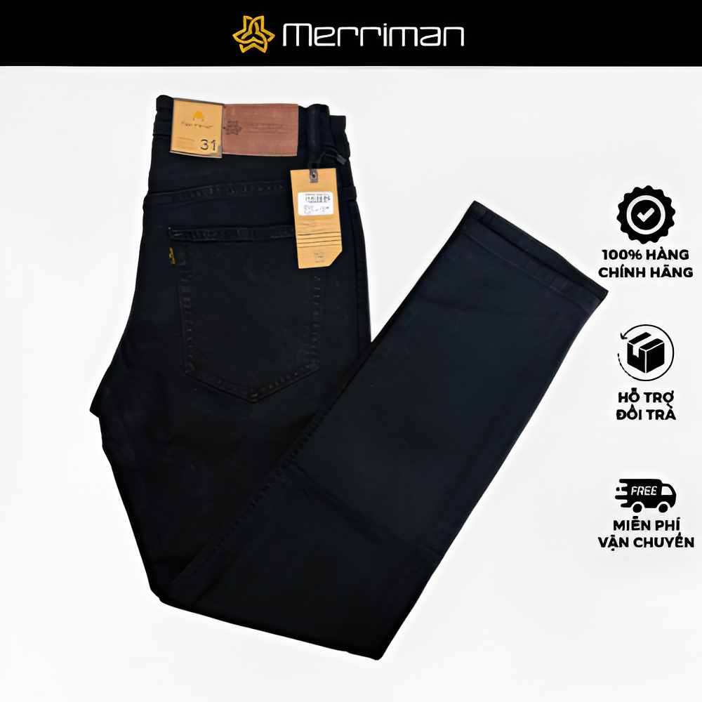 MERRIMAN SALE - Quần Jean Nam Cao Cấp Màu Đen, Denim, Navy, Form Slim Fit Trẻ Trung Bền Màu
