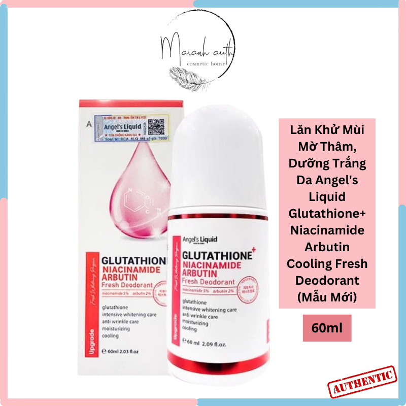 glutathione niacinamide lăn nách Lăn Nách Trắng Da Hỗ Trợ Sáng Nách Glutathione Fresh Up Whitening Angel's  Liquid 60ml
