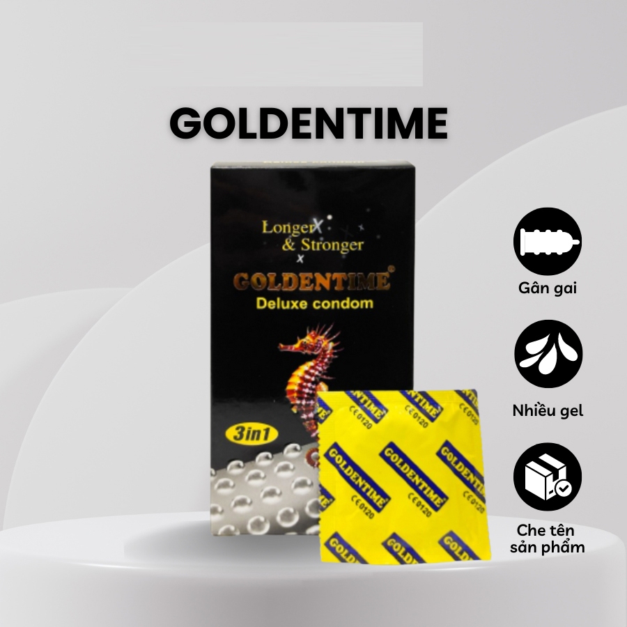 Ảnh Bao cao su GAI Goldentime cá ngựa lớn có gân gai nút thắt kéo dài quan hệ 1
