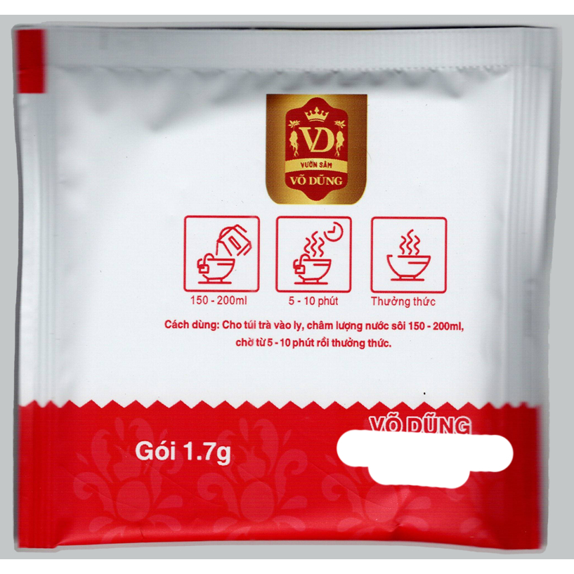 Trà Hoa Nhân Sâm Bố Chính - Võ Dũng (Đặc Sản Vĩnh Long, Hộp 15 túi lọc, mỗi túi 1,7g) - Trà túi lọc