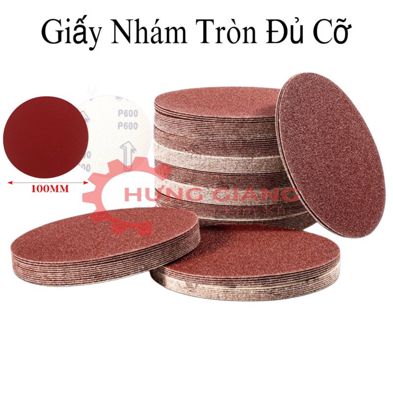 (10 Tờ) Giấy nhám tròn nhám dính chà gỗ phi 100 đủ số
