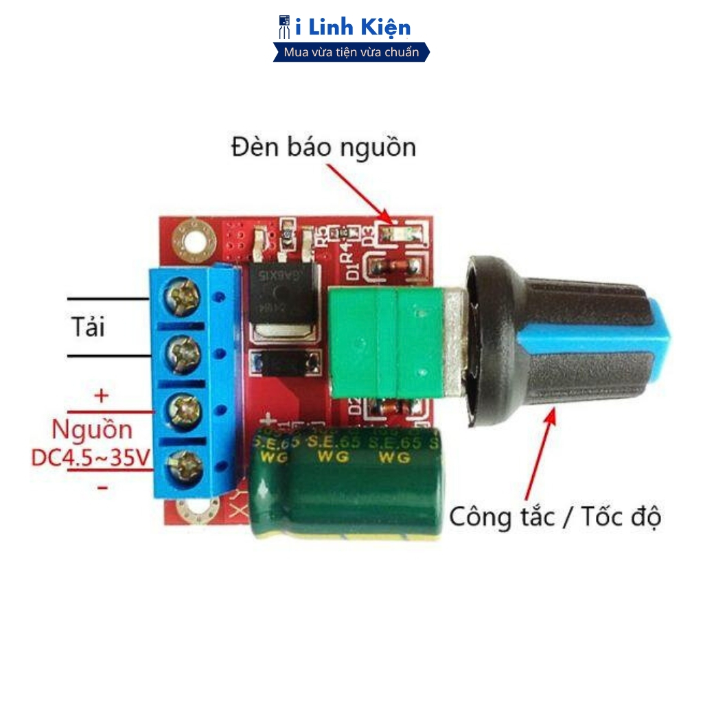 Bộ điều chỉnh tốc độ động cơ DC 5V-35V PWM ILinhkien