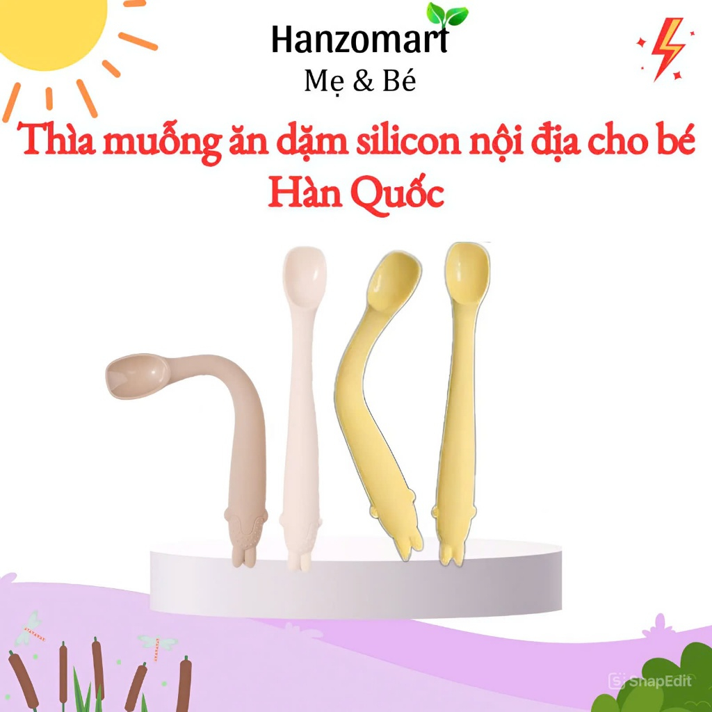 Thìa muỗng ăn dặm silicon nội địa Hàn Quốc - hanzo2009