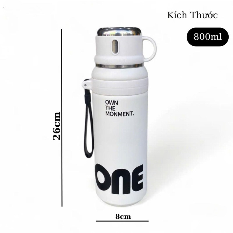 Bình nước giữ nhiệt 2 vị trí uống 800ml, Bằng Inox 316, Nắp thông minh,Giữ nhiệt 12-18h