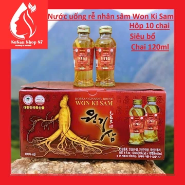 [date 12/2028] Hộp 10 chai nước uống rễ nhân sâm Wonkisam Hàn Quốc siêu ngon chai 120ml/chai
