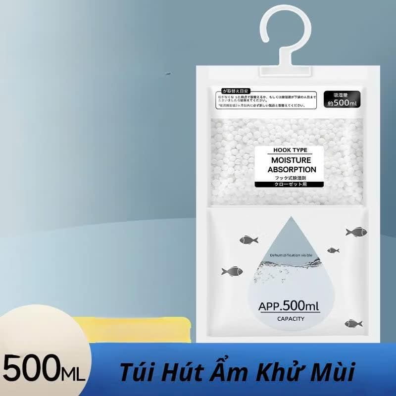 TÚI HÚT ẨM TREO TỦ QUẦN ÁO, TREO PHÒNG CÓ TÚI CHỨA 500ML SIÊU TIỆN LỢI