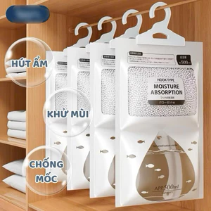 TÚI HÚT ẨM TREO TỦ QUẦN ÁO, TREO PHÒNG CÓ TÚI CHỨA 500ML SIÊU TIỆN LỢI