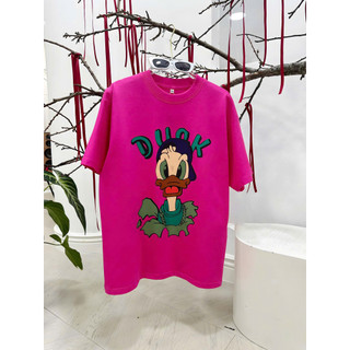 Áo thun Chepol màu hồng tương in hình nổi chú vịt vàng cao cấp, áo phông chất cotton co dãn 4 chiều - CP_x5071