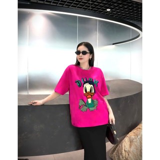 Áo thun Chepol màu hồng tương in hình nổi chú vịt vàng cao cấp, áo phông chất cotton co dãn 4 chiều - CP_x5071