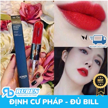 Son Kiko 2 đầu Unlimited Double Touch son kem siêu lì lâu trôi không khô môi