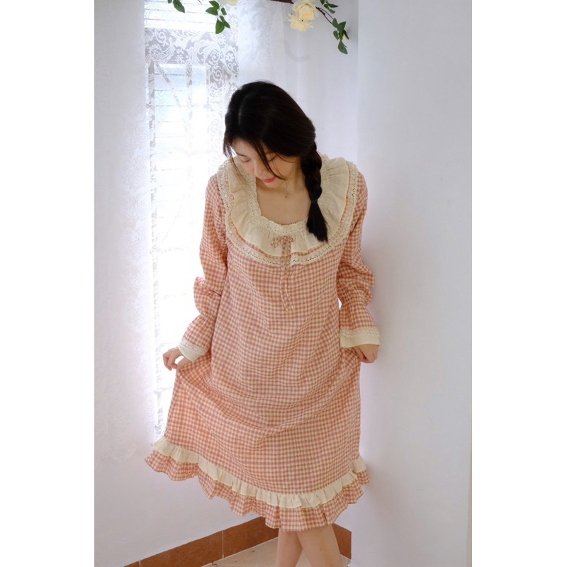 Lili dress - Váy ngủ công chúa thiết kế vải tơ mịn caro