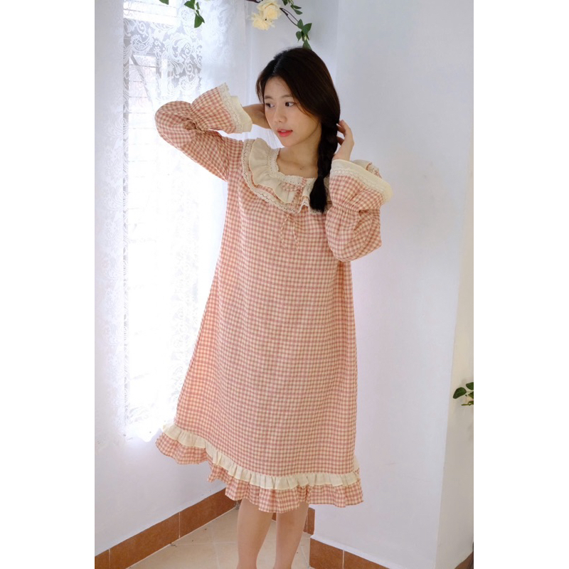 Lili dress - Váy ngủ công chúa thiết kế vải tơ mịn caro