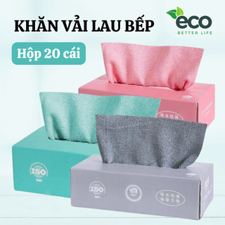 Hộp 20 Khăn Lau Bếp Dạng Rút Tiện Lợi, Khăn Vải Lau Bếp Siêu Thấm Hút, Lau Bát Đĩa Tái Sử Dụng