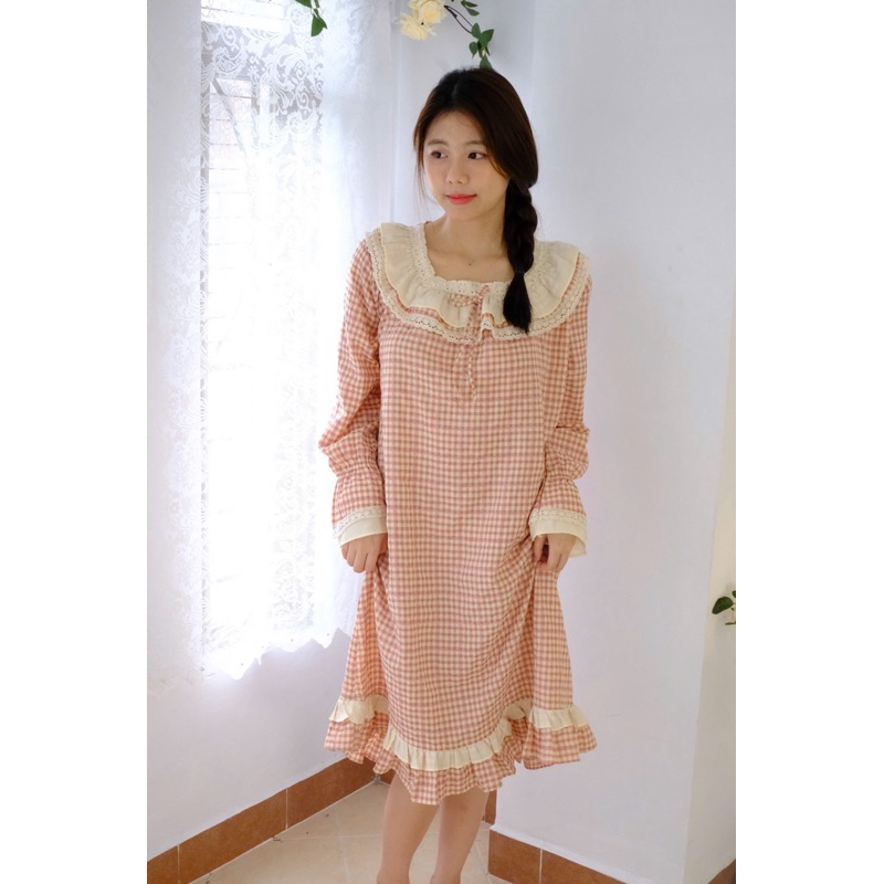 Lili dress - Váy ngủ công chúa thiết kế vải tơ mịn caro