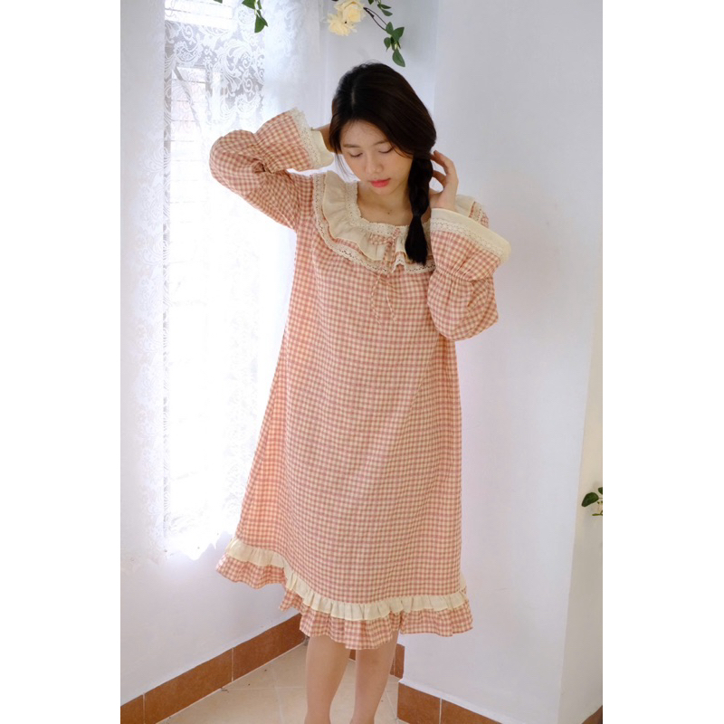 Lili dress - Váy ngủ công chúa thiết kế vải tơ mịn caro