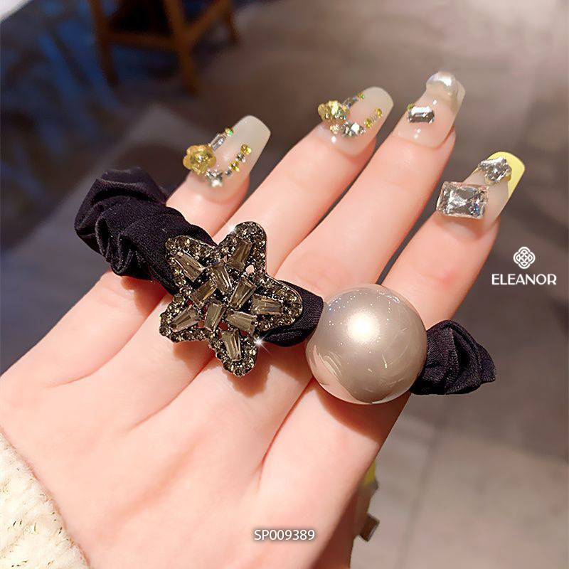 Dây buộc tóc nữ thun co dãn Eleanor Accessories dây cột tóc mặt đính đá phụ kiện tóc 3528