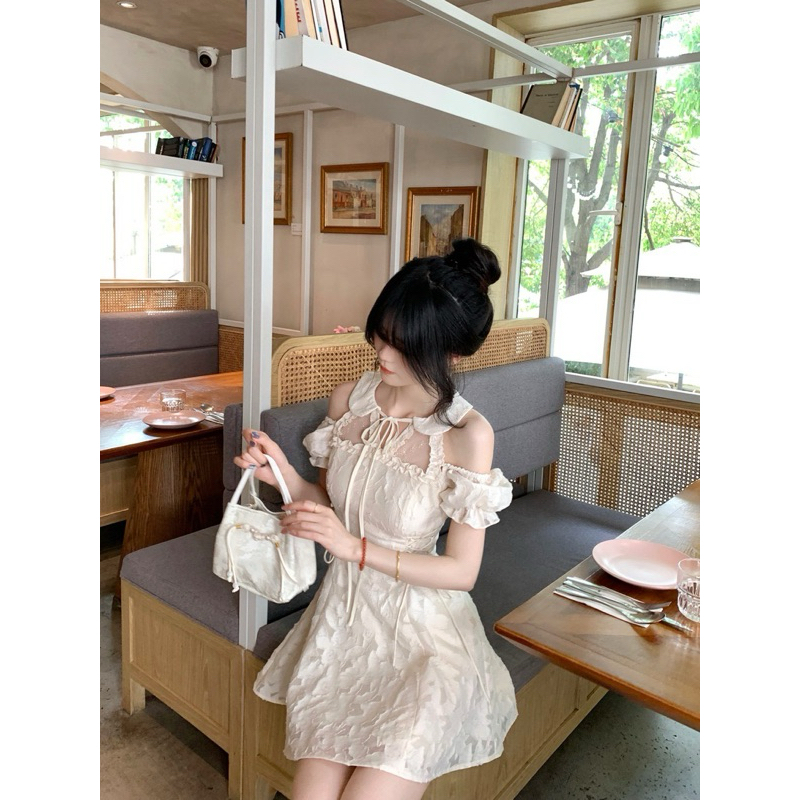 Váy Dự Tiệc Thiết Kế Cổ Sen Tay Bồng Đan Dây Ôm Eo Tôn Dáng, Đầm Nữ  Phong Cách Tiểu Thư Xinh Xắn- (TLV3) MeMe Boutique