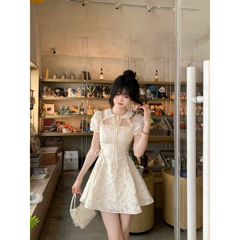 Váy Dự Tiệc Thiết Kế Cổ Sen Tay Bồng Đan Dây Ôm Eo Tôn Dáng, Đầm Nữ  Phong Cách Tiểu Thư Xinh Xắn- (TLV3) MeMe Boutique